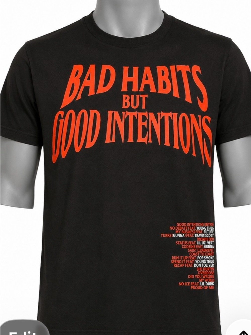 Nav x Vlone Bad Habits but Good Intentions graphic T shirt Small NWOT